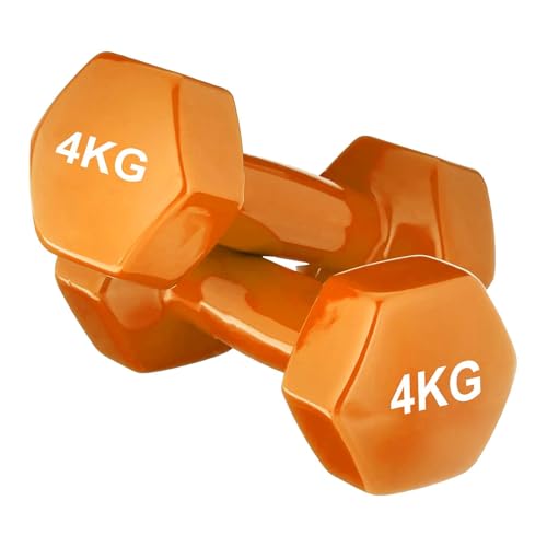 Image of Amazon Basics Vinyl Fixed Dumbbell Pair, 2 x 4Kg, Orange