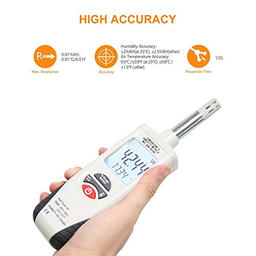 Image of LABART Digital Hygro-Thermometer hygrometer Psychrometer | Humidity, Temperature & Dew Point Meter (0-100% RH, -30C~100C) | Lab Grade with Certificate