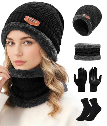 Catálogo para Comprar On-line Gorros de punto para Mujer que puedes comprar esta semana. 43 GRACELAND KRAIN YOUNG Set de Gorro Invierno Bufanda y Guantes Tactiles y Calcetines Termica Térmico Invierno para Mujer/Hombre Gorros Frio Tejido de Punto y Bufandas Forrado de...