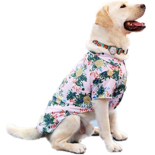 ISUPY 可愛い 犬服 春夏用 アロハシャツ 半袖 柴犬 秋田犬 ペットウェア パーカー 涼しい 通気性 柔らかい 小型犬 中型犬 大型犬 洋服 脱毛保護 家着 お散歩 ペット用品 (M,ピンク)