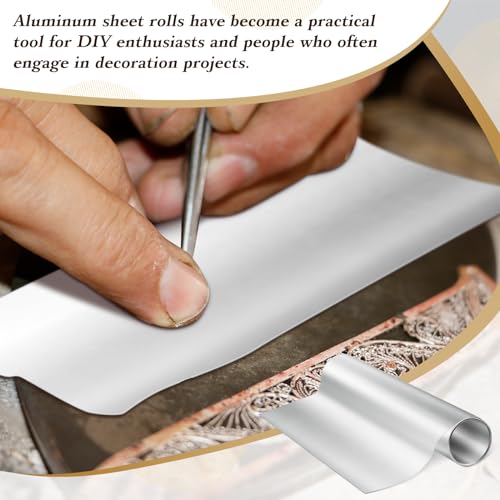 Yaocom Aluminum Metal Crafts DIY Foil Roll 12 Inch x 20 ft 0.05 mm Thick for Art Project Aluminum Flashing Roll Wide Sheet Multipurpose Metal Sheets(Silver) - Image 6