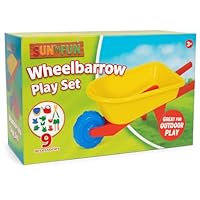 RANRHA Kids Wheelbarrow Play Set – 10 Piece Garden Toy Set with Wheelbarrow, Watering Can, Tools & Molds – Outdoor Yard Activity Toy for Toddlers & Children Ages 3+