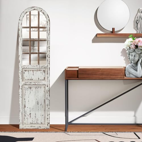 Mid-Century-Marvel-Distressed-White-Wood-Arched-Mirror-Window-and-Door-Decor-with-Rustic-Wood-Highlights-Indoor-Home-Decor-Floor-Length-Wall-Mirror Mid Century Marvel Distressed White Wood Arched Mirror Window and Door Decor with Rustic Wood Highlights Indoor Home Decor Floor Length Wall Mirror