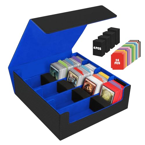 Image of AOBOPLE Trading Card Storage Box,3200+ Card Box Storage with 24 Dividers and 4 Foam Supporters PU Leather Magnetic Cards Deck Case for MTG TCG Magic and Sport Cards,Great Gift for Card Collectors