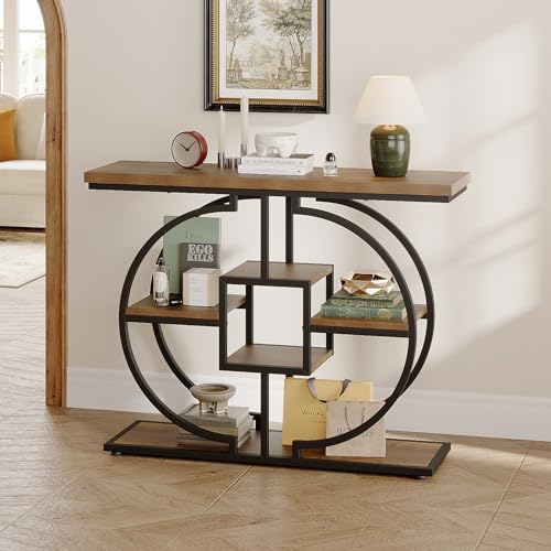 Console étroite 6 compartiments bois-métal Trironsun