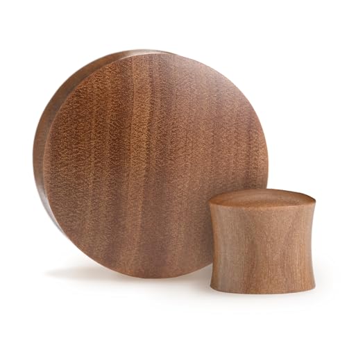 Bouchons d'oreille Saba écarteurs convexes en bois marron Custom Plugs pour lobe