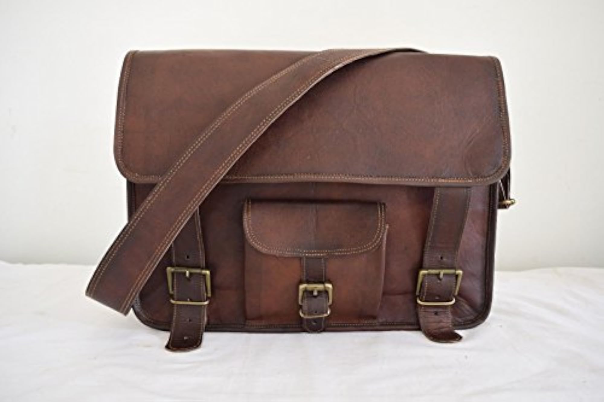 Brown Leather Office Messenger Bag, Professional Style