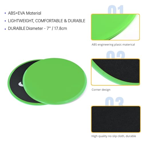Gleitscheiben Fitness, Core Sliders 2er Set Gliding Discs für Ganzkörper-Übung, Doppelseitige Gleitscheibe den Einsatz auf Teppichböden oder Parkett, Trainers Slider für Core Training & Home Workouts