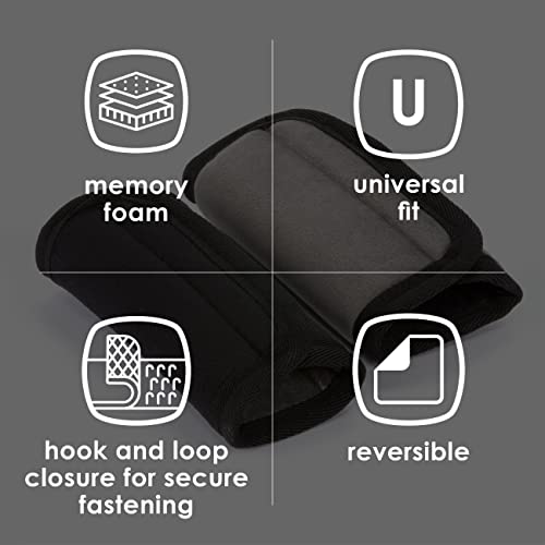 Diono Car Seat Straps Shoulder Pads for Baby, Infant, Toddler, 2 Pack Reversible Soft Seat Belt Cushion and Stroller Harness Covers Helps Prevent Strap Irritation, Black