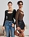 Avidlove Women Long Sleeve Bodysuit Scoop Neck Cutout Thong Body Suits Double Lined Slim Fitted Leotard Going Out Tops