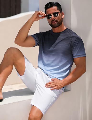 Image of ELETOP Men's Swim Shirts UPF 50+ Short Sleeve Rash Guard Sun Shirts for Beach Fishing