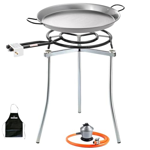 Bricolemar Paellero a Gas 50 cm + Kit Completo (Paellera 60 cm + Soporte Universal + Regulador + Manguera + Delantal)