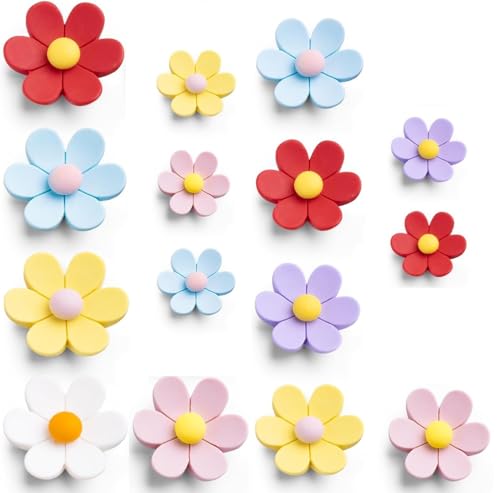 Image of K.K. VillA Beautiful 3D Flower Fridge Magnets for Home & Office | Strong Decorative Magnets for Refrigerator, Locker, Whiteboard & Kitchen Use | Multicolour Floral Design (Pack of 5, All (S+M+L))