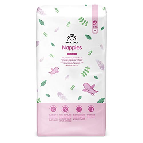 Amazon-Marke: Mama Bear Premium Windeln Größe 5+ (11-17 kg), Weiß, 148 Stück (2 Packungen mit 74)