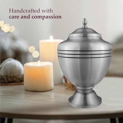 Image of Trupoint Memorials Cremation Urns for Human Ashes, Funeral Memorial Urn for Male and Female, Decorative Burial Metal Urn Collection for Adult Men & Women - Silver Chalice, Adult (200LB)