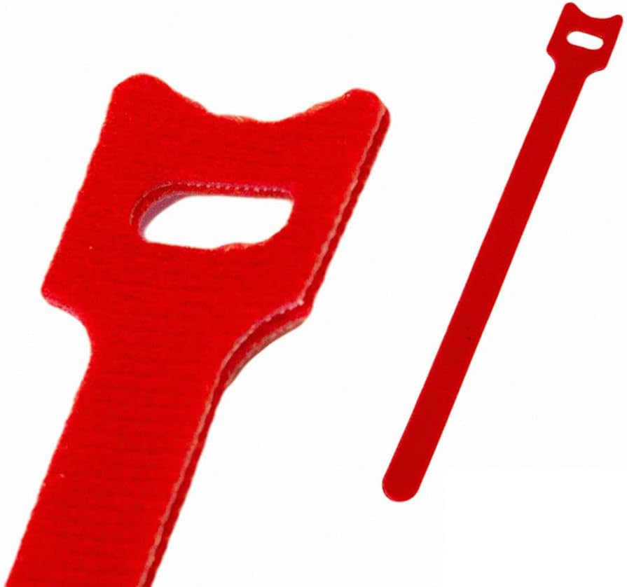 NavePoint 6 Inch Hook and Loop Reusable Strap Cable Cord Wire Ties 100 Pack Red