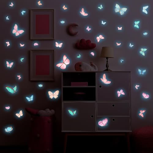 Glow in The Dark Butterfly Wall Decals Luminous Butterfly Wall Stickers Wall Art Decor for Bedroom Bathroom Decorations by clothmile - Used condition - Image 5