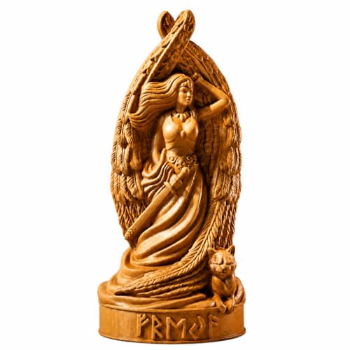 Estatua Freya Decoración Nórdica Escultura de Madera
