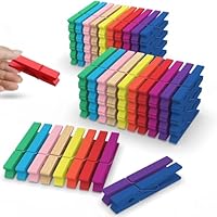 50 Pack Colored Clothespins Wooden, 72mm Colorful Clothes Pins Colorful Wooden Pegs Washing and Laundry Clothespins for Hanging Clothing Pictures
