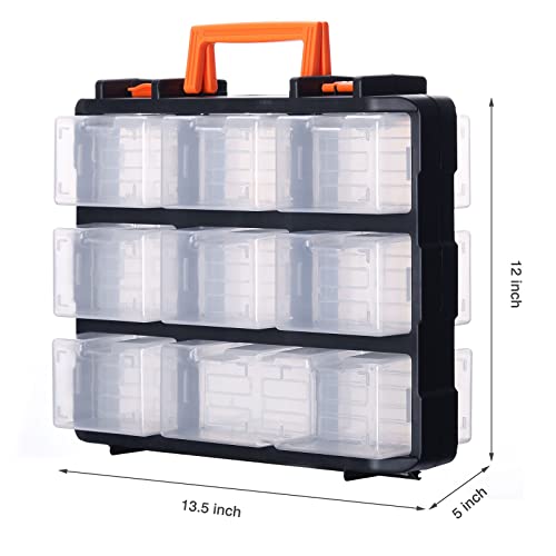 Image of Mayouko 16 Compartments Detachable Toolbox Organizer,Hardware Organizer Box with Removable Sections,Carrying Storage Case for Patts,Screws,Bolts,Nuts,Toys