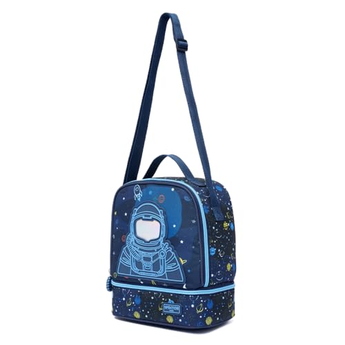 Kit Mochila de Rodinhas + Lancheira + Estojo Infantil Escolar (Azul Escuro)