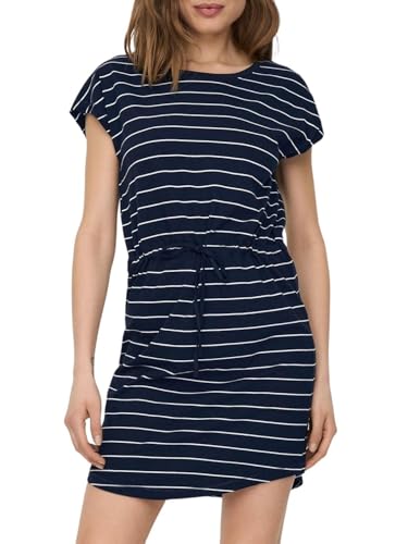 Only Onlmay Life S/S Dress Noos Vestido, Azul (Night Sky/Stripes/Cloud Dancer/Nadia), M para Mujer