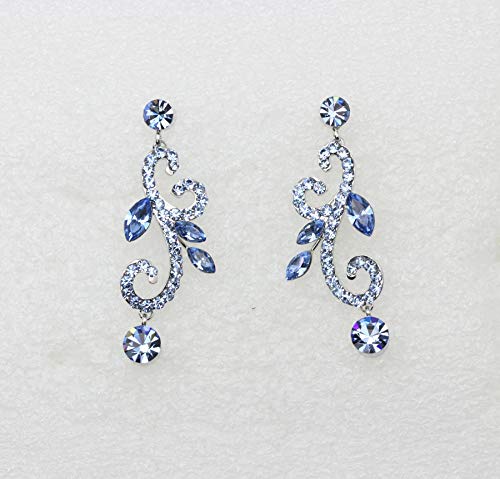 Faship Gorgeous Blue Rhinestone Crystal Floral Necklace Earrings Set - Blue by Faship - Used condition - Image 4