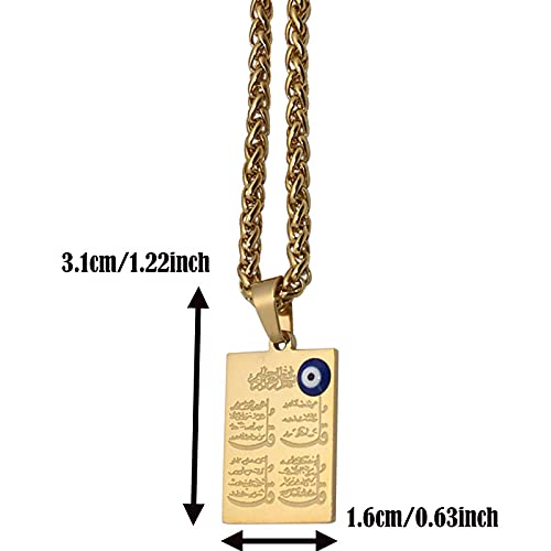 Muslim Allah Four Gul Sura Turkish Evil Eye Stainless Steel Pendant Necklace Charm Islamic Quran Gift, Stainless Steel2