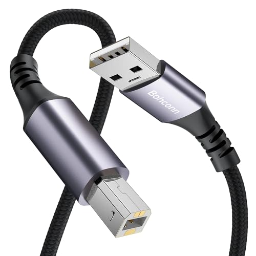 Bohconn USB Printer Cable 3M USB 2.0 Type A Male to B Male Printer Scanner Cord Compatible with Canon, HP DeskJet/Envy, Lexmark, Dell, 3D, DAC, Xerox, Samsung etc