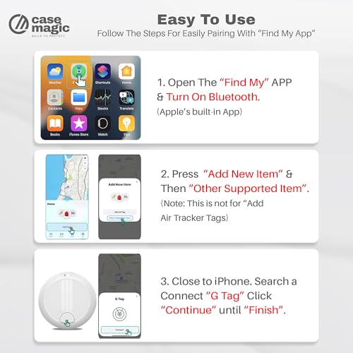 Image of Case Magic G-Tag MFI Certified Bluetooth Item Finder | Apple Find My, iOS Only, No GPS, No SIM | Separation Alarm, 90dB Ring | 8-10 Month Replaceable Battery | for Keys, Bags, Wallet