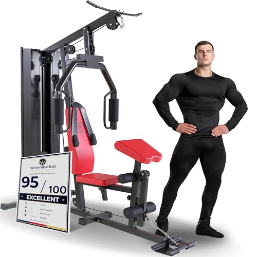 Multi Gym Cable Machine 90 KG Weight Stack Home Gym Station | Lat Pulldown Pec Deck Flies Curls & More