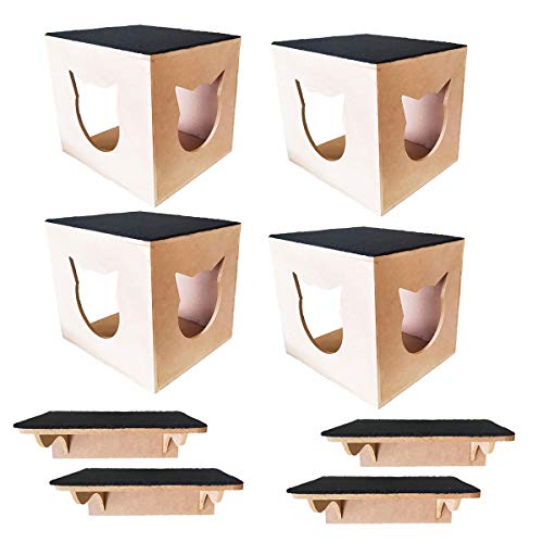 Nicho de Gato MDF Crú 4 Tocas 4 Prateleira + Mimo