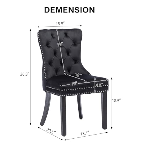 Kccvelvetdiningchairssetof4upholsteredhighendtufteddiningroomchairwithnailheadbackringpulltrimsolidwoodlegsnikkicollectionmodernstyleforkitchenblack Urban Country Home Decor Kcc velvet dining chairs set of 4 upholstered high end tufted dining room chair with nailhead back ring pull trim solid wood legs nikki collection modern style for kitchen black urban country home decor