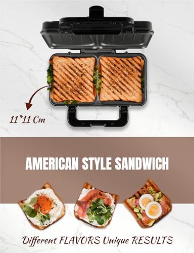 Bestron XL Sandwichera, Tostadora para 2 sándwiches en forma de concha, ideal para Sándwiches Americanos (XL), con regulación automática de temperatura e indicador de preparación, Color: Negro/Cobre - imagen 4