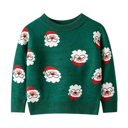 RNTOP Kids Baby Girls Boys Christmas Sweater Toddler Long Sleeve Crewneck Pullover Knitted Santa Fall (Green, 5-6 Years)