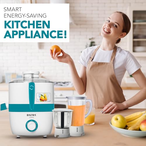 Image of BALTRA Camry 500 Watt Juicer Mixer Grinder for Fruits | Includes 2 Multipurpose Jars (Large & Small) | 3 Speed Control | Durable Stainless Steel Blades | Large Pulp Container | 2-Year Warranty