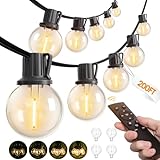 addlon 200FT Outdoor String Lights G40 with Remote Control, Dimmable Patio Globe LED Lights Waterproof Shatterproof, Hanging Outside Lighting for Backyard, Garden, Deck, Balcony, Porch, Café, Bristo