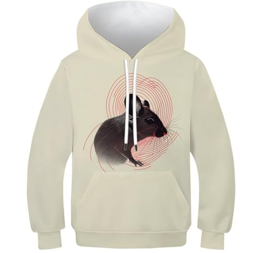 Hoodie 3D Hamster pour Fille et Garçon de 10 à 12 Ans avec Poche