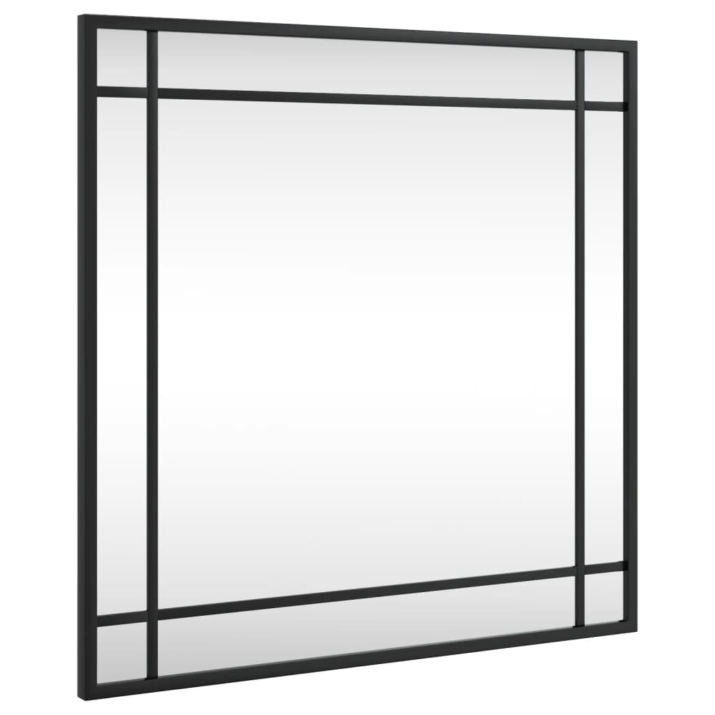 vidaXL Wall Mirror, Makeup Mirror with Steel Frame, Wall-mounted Hanging Mirror for Bathroom Living Room Decoration, Black Square Iron