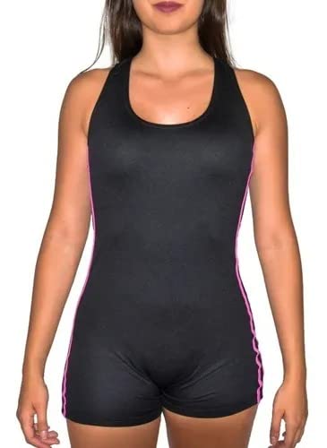 Maio Macaquinho Hidroginástica + 01 Touca Grátis (G, Preto com Azul)