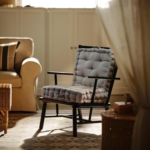 Image of PrettyKrafts Cotton Chair Pad | Chair Cushion Pad | Chair Cushion | Soft & Comfortable Sitting | Chair Cushion Pad for Sitting (40x40x8cm, Grey Large)