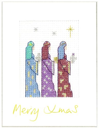 Lifetime Samplers & Decorative Textiles Multicoloured Three Kings Xmas Card - Complete Cross Stitch Kit On 16 Aida