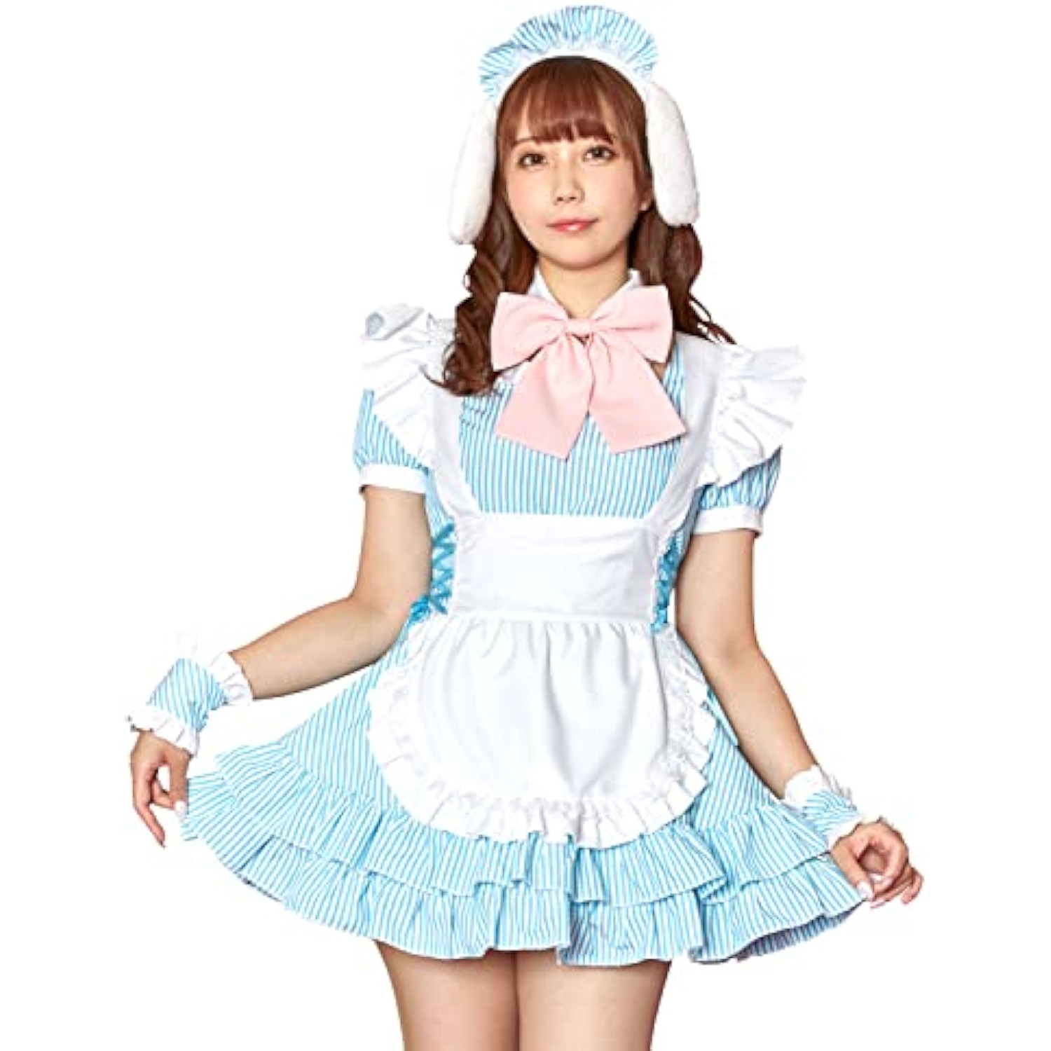 クリアストーン(Clearstone) リリカルパレット コスプレ ハロウィン 白いぬストライプメイド レディース ブルー 詳細画像1