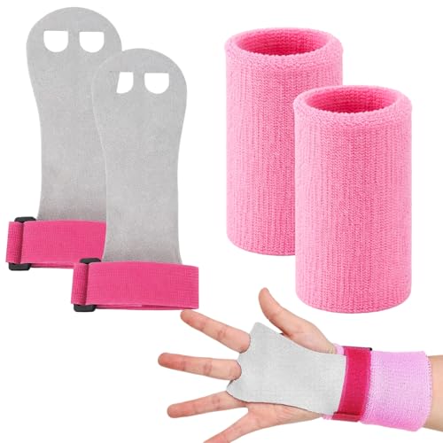 ikBrtaiay Manique Gymnastique Fille, 2 Paires Gants de Gym + 2 Paires Poignets de Sport, Barre de Gymnastique et Bandages de Poignet, Ensemble de Fitness pour Filles et Jeunes Filles
