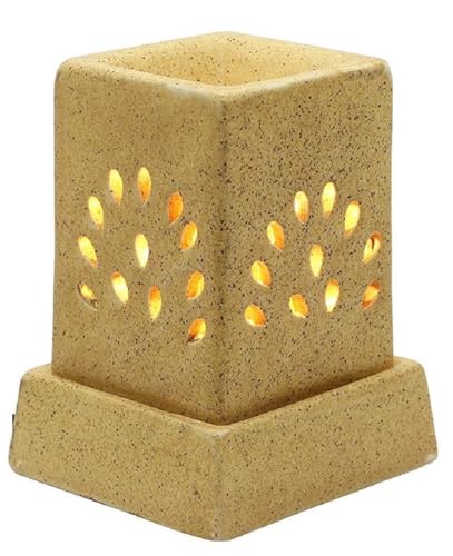 Image of Mkd2 Rise Ceramic Electric Aroma Diffuser Oil Burner I Aroma Burner Oil Diffuser Lamp for Home Fragrance, Square (Small, Brown Dotted)