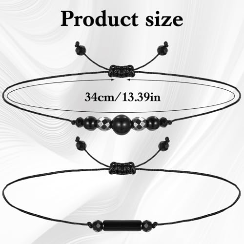 2PCS Black Tourmaline Bracelet and Black Obsidian Bracelet, Double Protection Bracelets Couples Friendship Bracelets for Women Men2