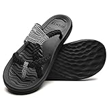 MEGNYA Ladies Comfort Flip Flops with Arch Support Fit, Non Slip Open Toe Hiking Sandals with Braided Straps, Soft Adjustable Slide Sandals for Walking Hiking Travel size 7