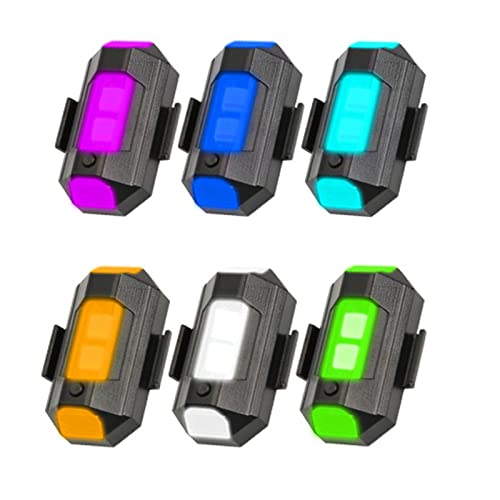 kingsea 6 luces LED estroboscópicas para dron, 7 colores, múltiples modos, luces intermitentes para motocicleta, luces intermitentes universales recargables para bicicleta, motocicleta, drones Cover
