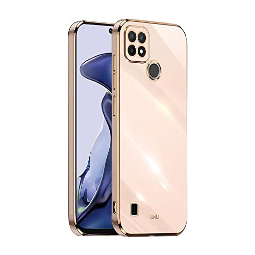 EASSGU Marco Electrochapado Funda para Realme C21Y / Realme C25Y (6.5' Inches) Carcasa Protectora de Color de Silicona TPU Suave - Rosado