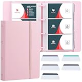 deli Business Card Book Holder, Business Card Organizer, Name Card Book Holder, Portable Office Business Card Holder, Hold 180 Cards, Pink
